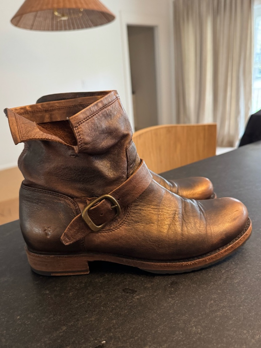 Frye Veronica Ankle Moto Bootie Bronze